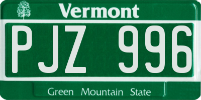 VT license plate PJZ996