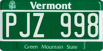 VT license plate PJZ998
