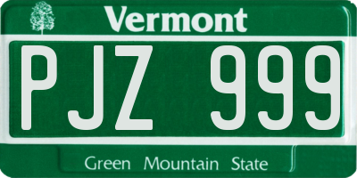 VT license plate PJZ999