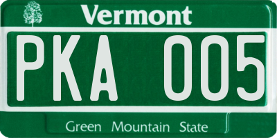 VT license plate PKA005