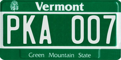 VT license plate PKA007