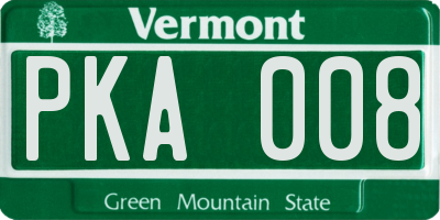 VT license plate PKA008