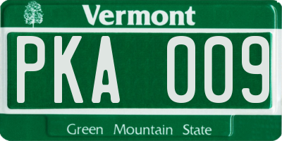 VT license plate PKA009