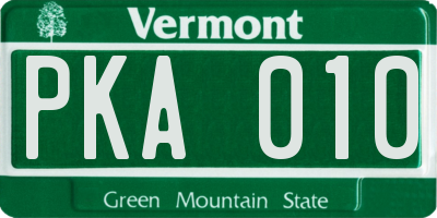 VT license plate PKA010