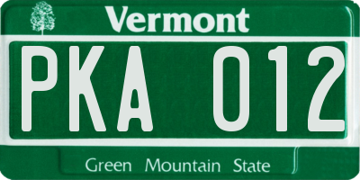 VT license plate PKA012