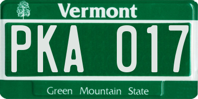 VT license plate PKA017