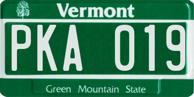 VT license plate PKA019