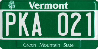 VT license plate PKA021