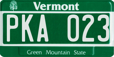 VT license plate PKA023