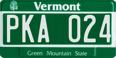 VT license plate PKA024