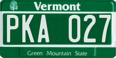 VT license plate PKA027