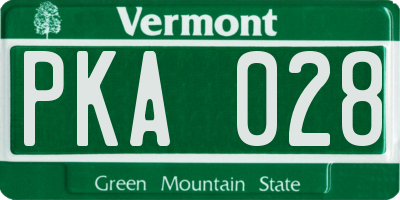 VT license plate PKA028