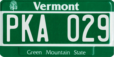 VT license plate PKA029