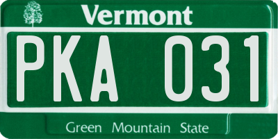 VT license plate PKA031