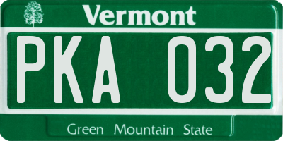 VT license plate PKA032