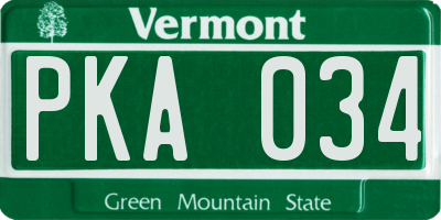 VT license plate PKA034