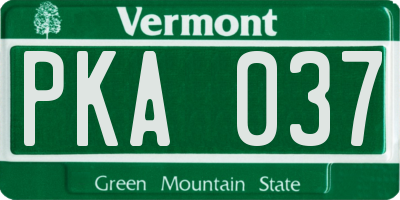 VT license plate PKA037