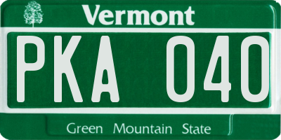 VT license plate PKA040