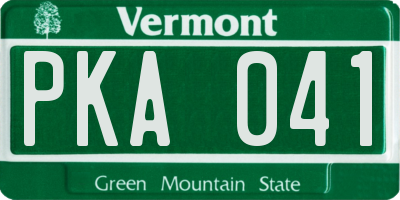 VT license plate PKA041
