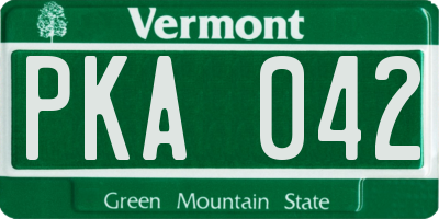 VT license plate PKA042