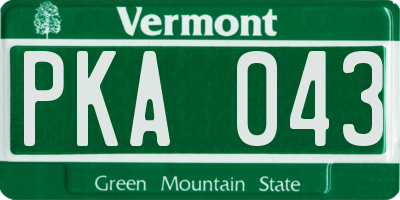 VT license plate PKA043