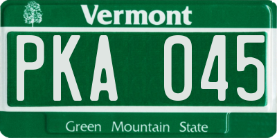 VT license plate PKA045