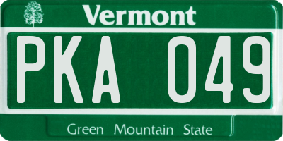 VT license plate PKA049