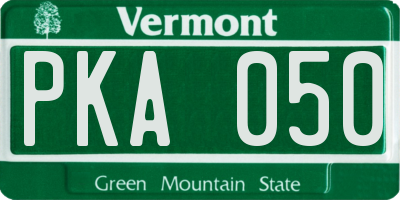 VT license plate PKA050