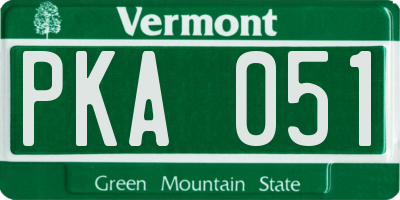 VT license plate PKA051