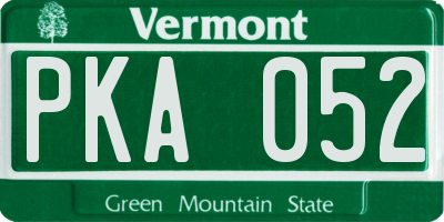 VT license plate PKA052