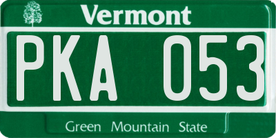 VT license plate PKA053