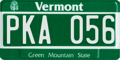VT license plate PKA056