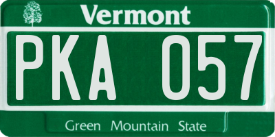 VT license plate PKA057