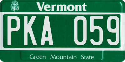 VT license plate PKA059
