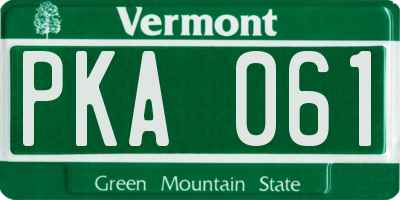 VT license plate PKA061