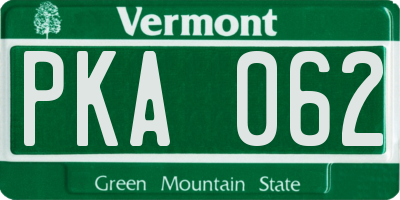 VT license plate PKA062