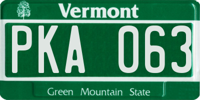 VT license plate PKA063