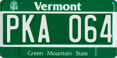 VT license plate PKA064