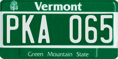 VT license plate PKA065