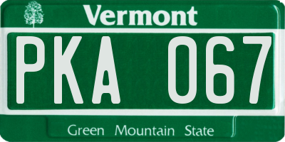 VT license plate PKA067