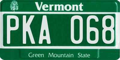 VT license plate PKA068