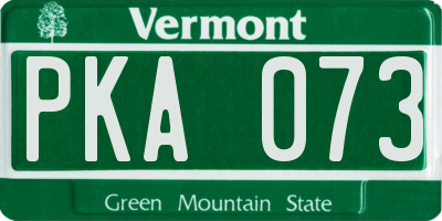 VT license plate PKA073