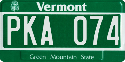 VT license plate PKA074