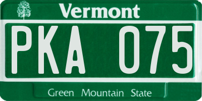 VT license plate PKA075