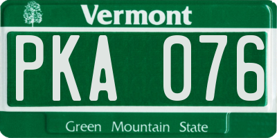 VT license plate PKA076