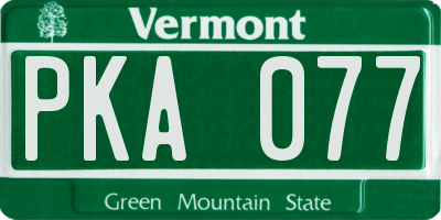 VT license plate PKA077