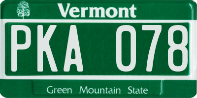 VT license plate PKA078