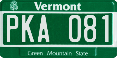 VT license plate PKA081
