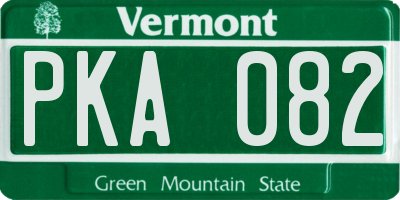 VT license plate PKA082