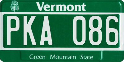VT license plate PKA086